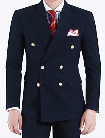 2023 Exceptional Mens Navy Double Breasted Blazer Gold Buttons | PILAEO